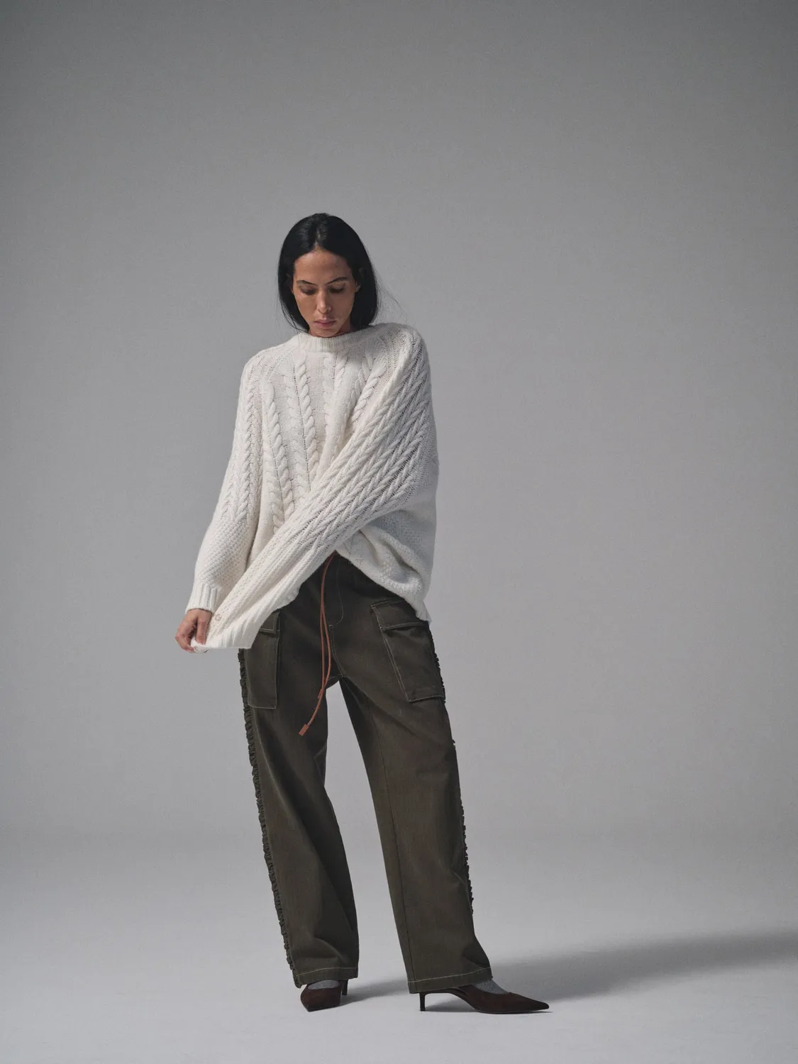 Mos Mosh MMHHero Frill Hose grün XS-XL Fischgrät Chino