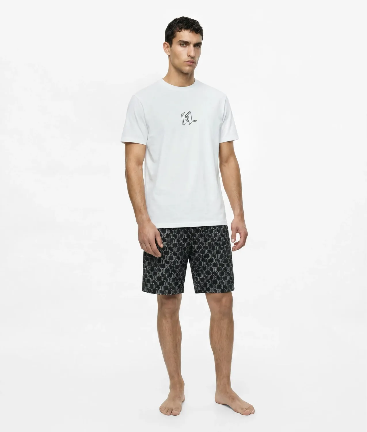 Karl Lagerfeld Monogram Pyjama-Shirt Bio-Baumwolle
