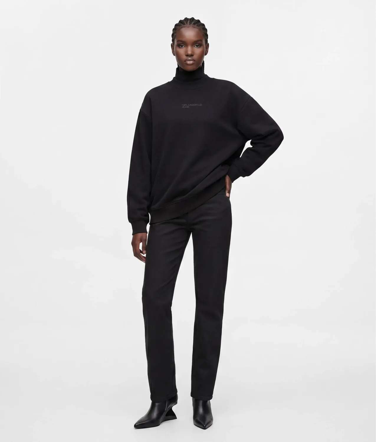 Karl Lagerfeld KL Jeans Coated High-Rise Jeans Straight