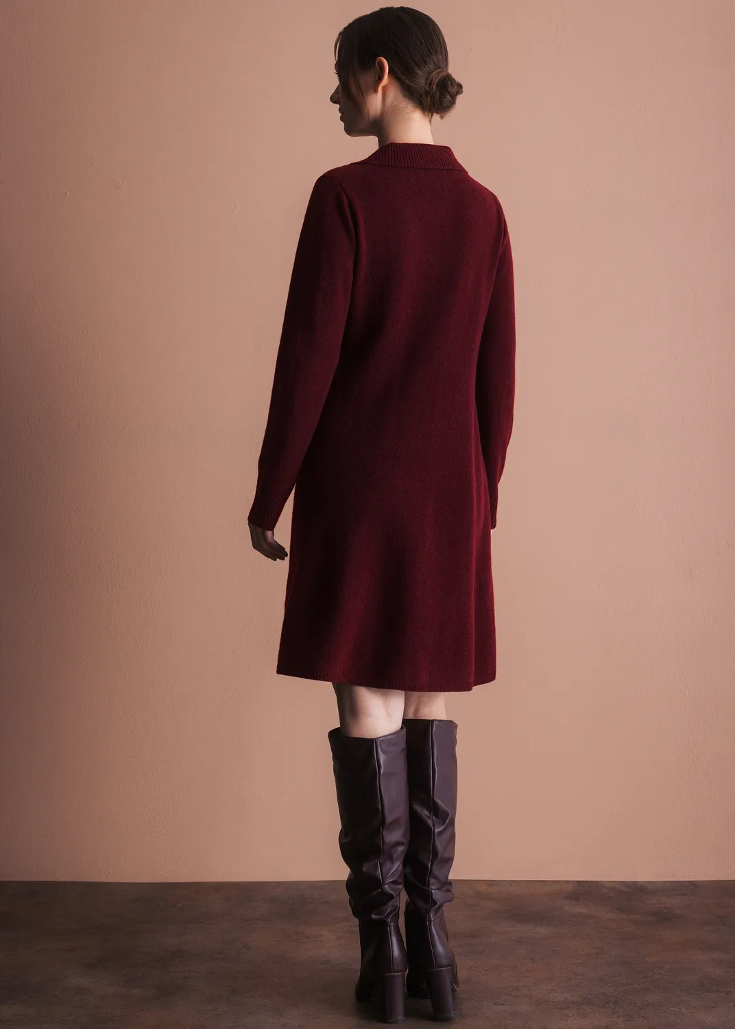 Senatex Strickkleid mit Kragen Kleid Choco Merino A-Linie