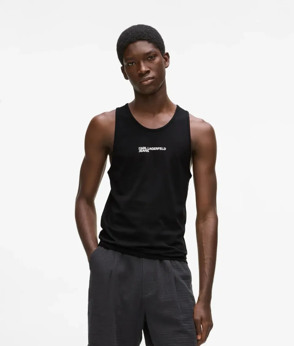 Karl Lagerfeld KL Jeans Logo Tank Top Baumwolle weiß