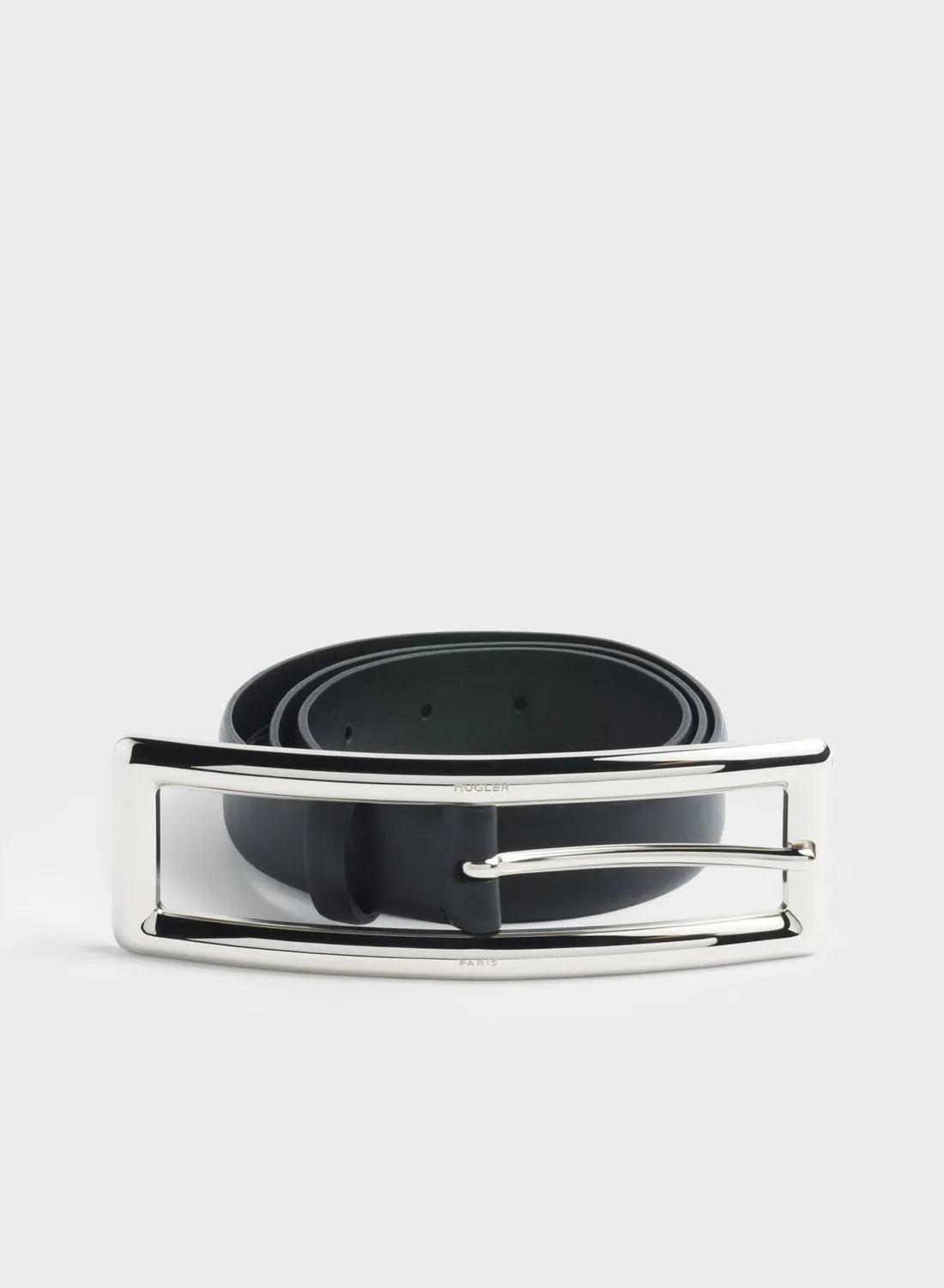 Mugler Rectangle Buckle Belt Ledergürtel Schwarz