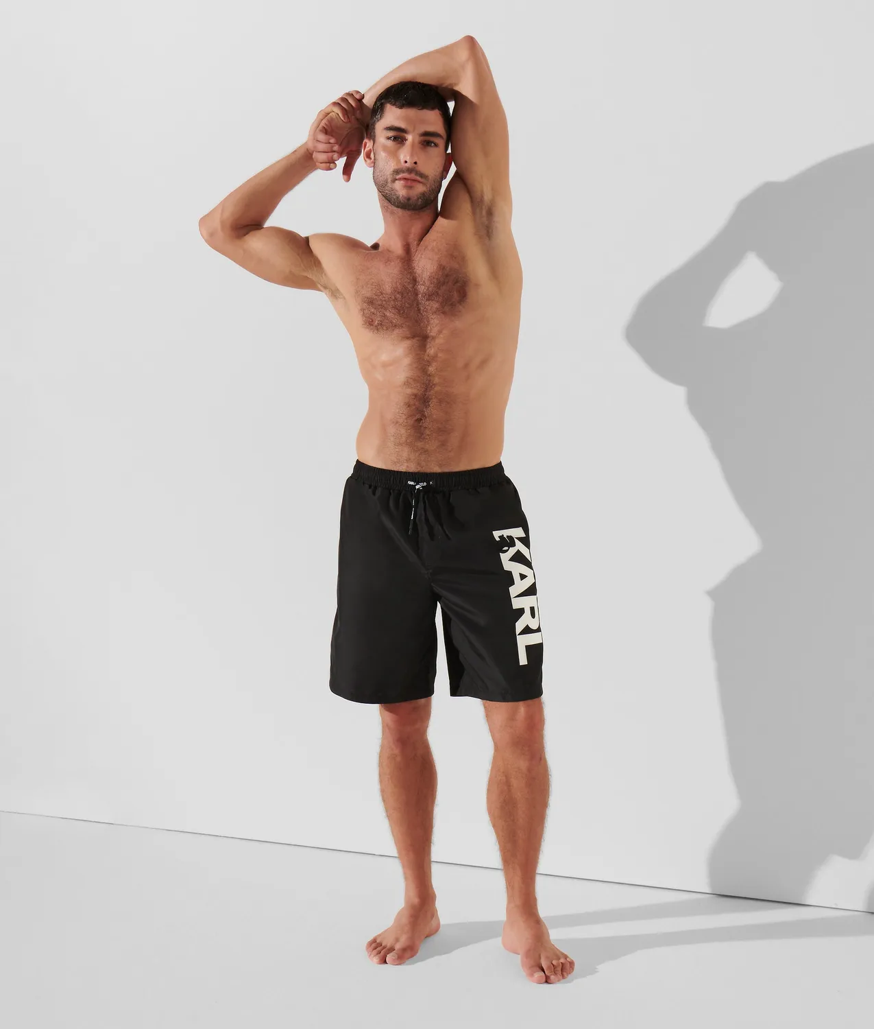 Karl Lagerfeld Logo Boardshorts Badehose mit Kordelzug