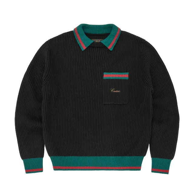 Corteiz Gianni Strickpolo Schwarz Baumwollmix