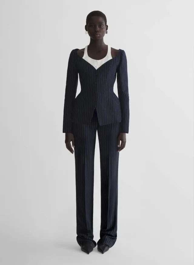 Mugler re/edit les salades Hose Nadelstreifen Wolle