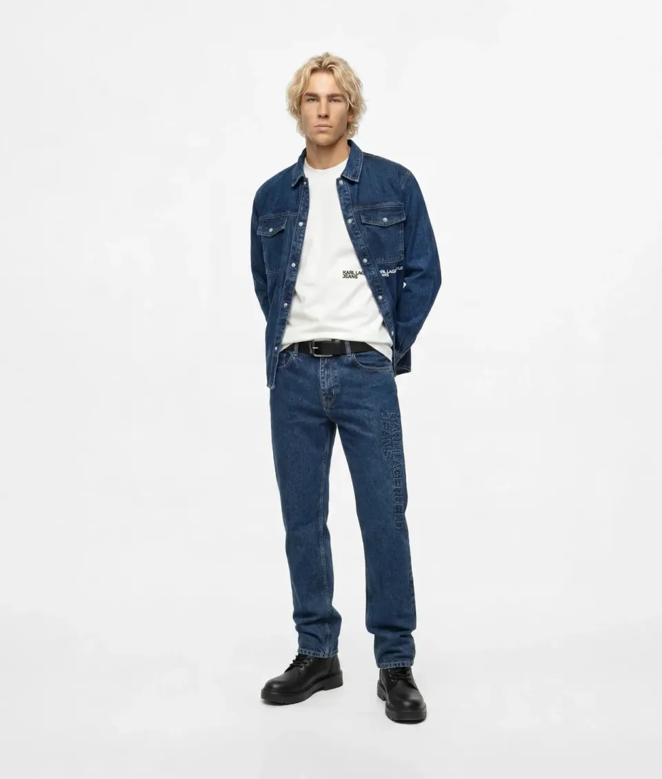 Karl Lagerfeld KL Jeans Logo Straight Jeans W28-W36 Denim