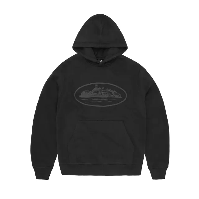 Corteiz Alcatraz Hoodie Triple Black Baumwoll-Hoodie 430 GSM