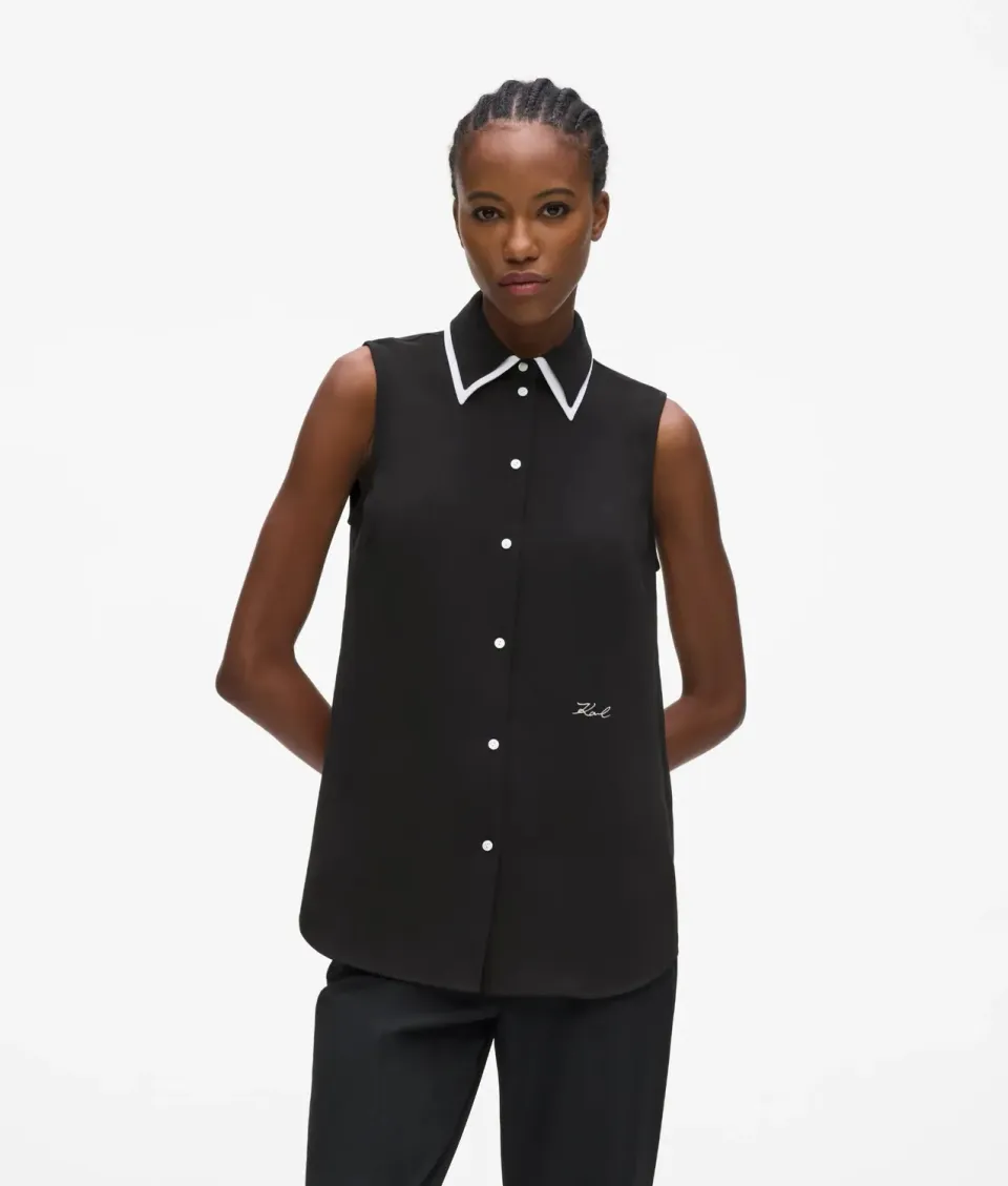 Karl Lagerfeld Bluse ärmellos schwarz-weiß Gr.0-10
