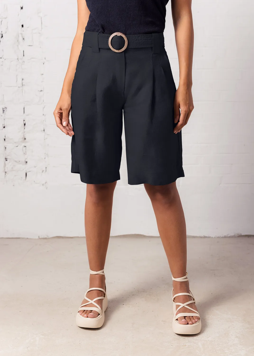 Senatex Bermuda aus reiner Leine Hose Sand atmungsaktiv