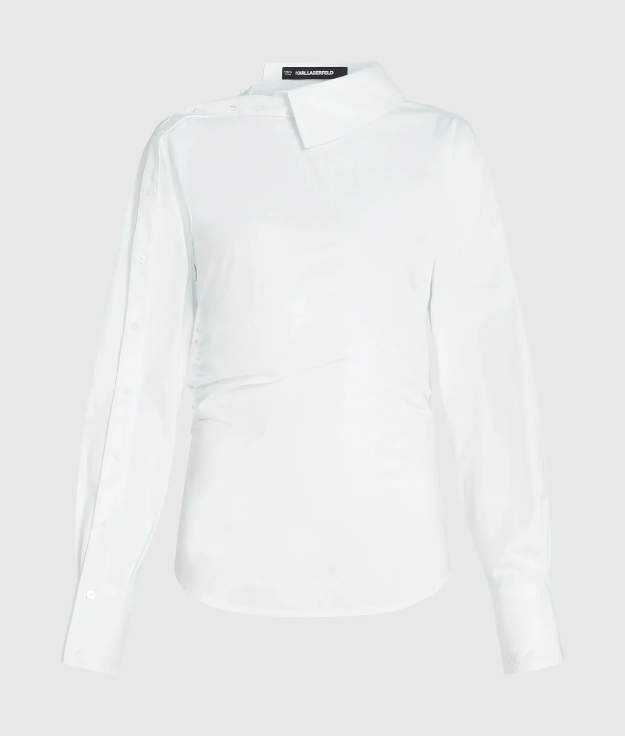 Karl Lagerfeld Asymmetric Button Bluse Raffung Damen