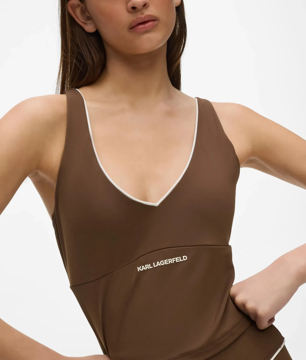 Karl Lagerfeld Contrast Piping Athleisure Tank-Top Logo