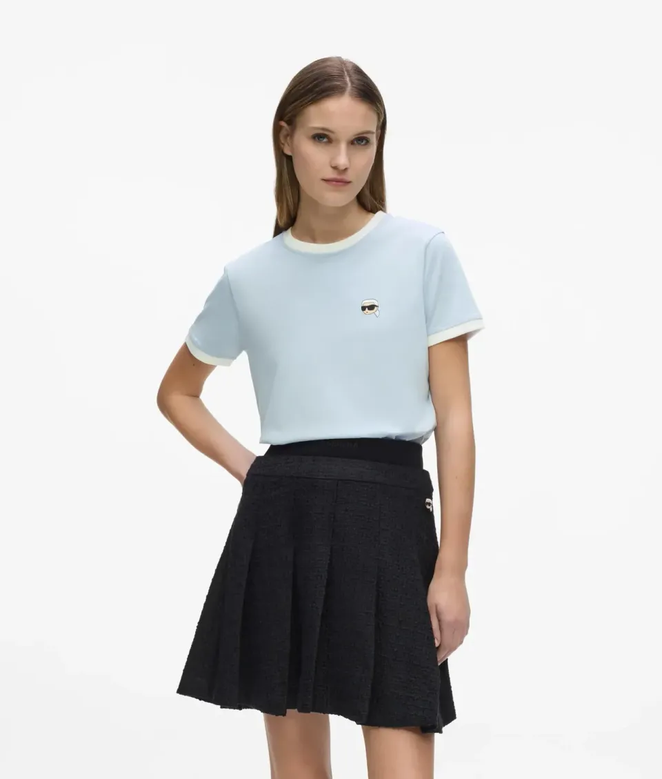 Karl Lagerfeld Ikon T-Shirt Paspel Bio-Baumwolle Damen