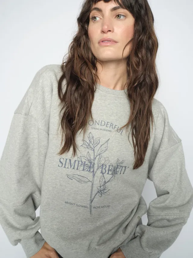 Mos Mosh MMRafa Sweatshirt Hellgrau Relaxed Print