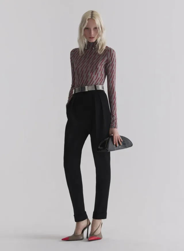Mugler Black Carrot Pants Wolle schwarz