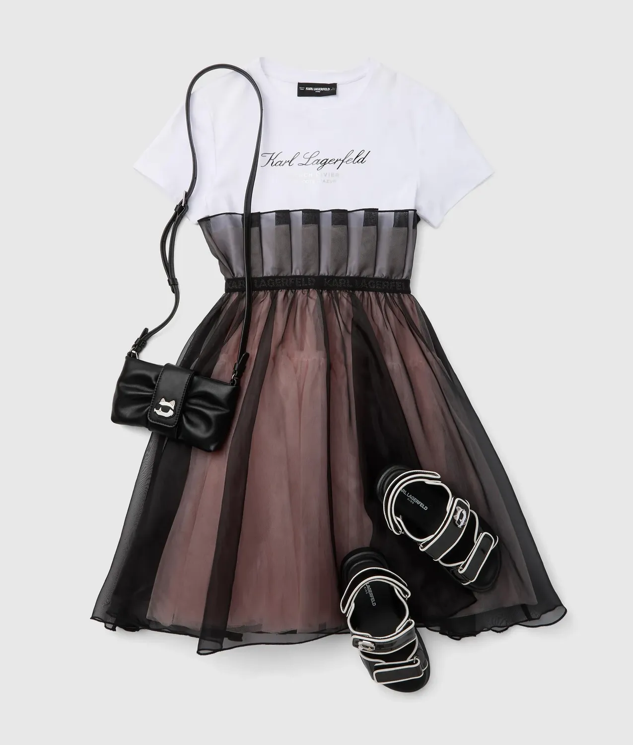 Karl Lagerfeld Girls Mesh Kleid Metallic-Logo