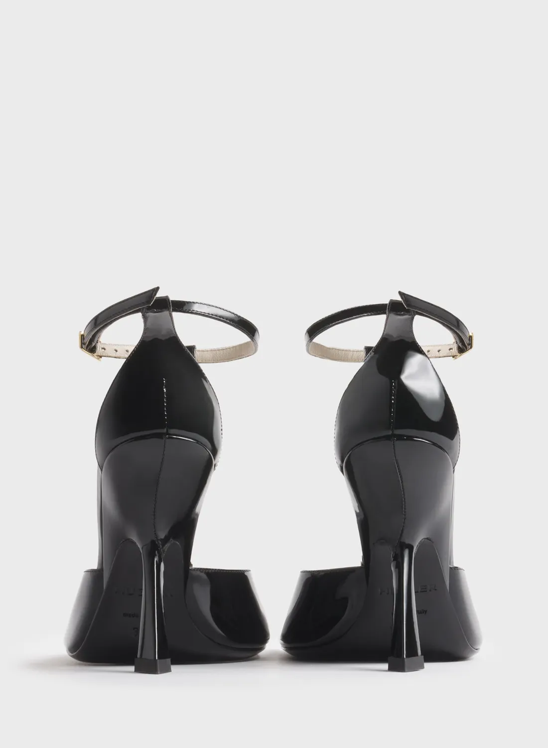 Mugler T-Strap Pumps 105 Schwarz Lackleder