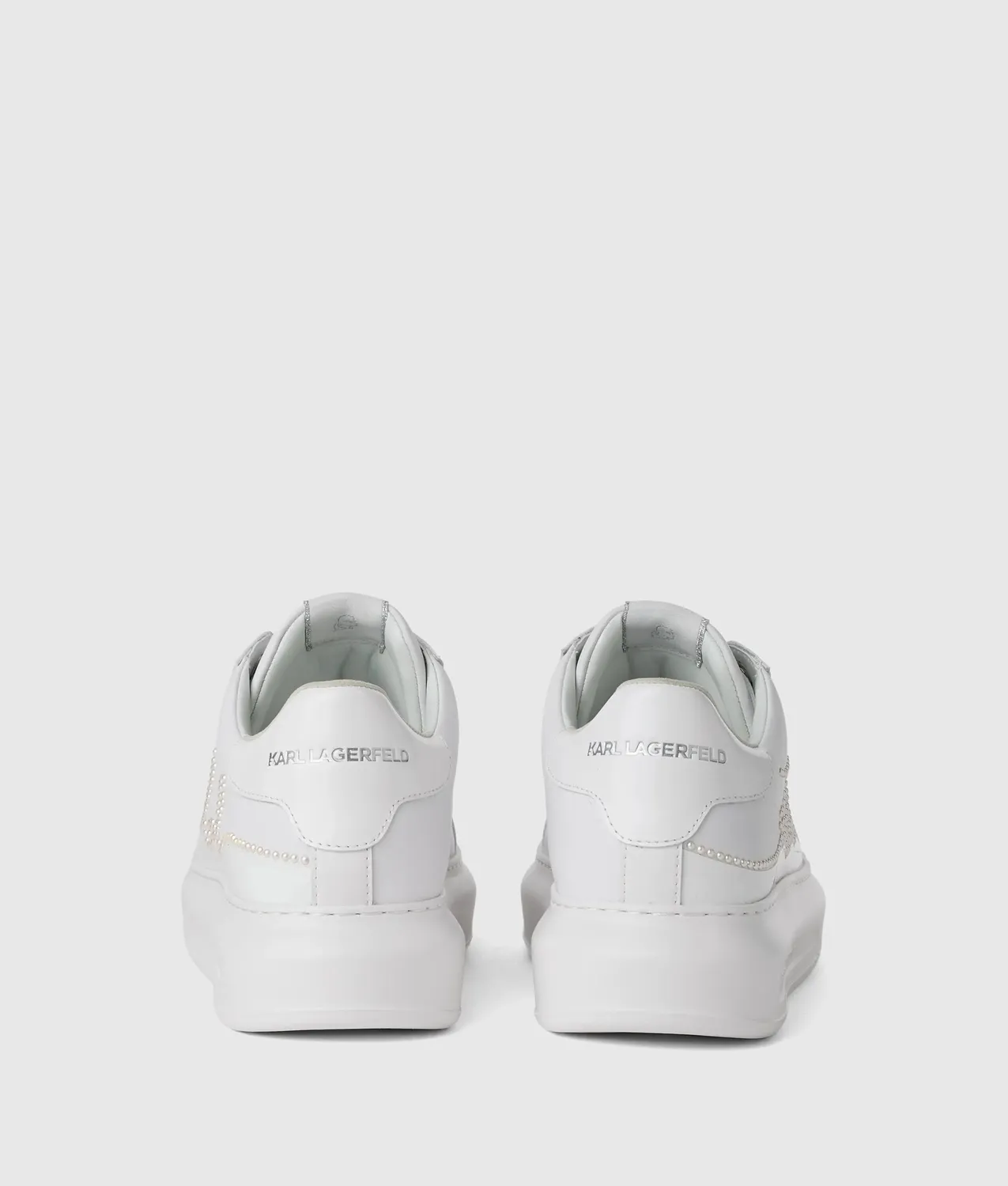Karl Lagerfeld Kapri Sneaker Leder Weiß Perlen