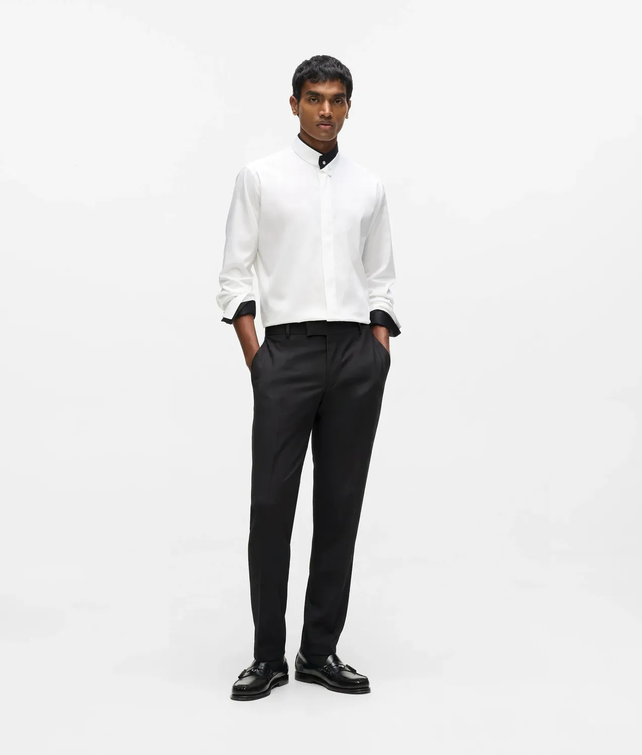 Karl Lagerfeld Contrast Detail Hemd Schwarz 15-18