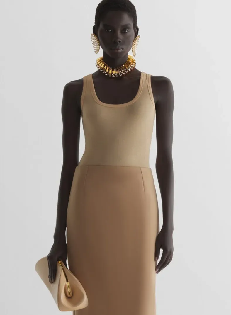 Mugler Jersey Tank Top Trägertop Beige