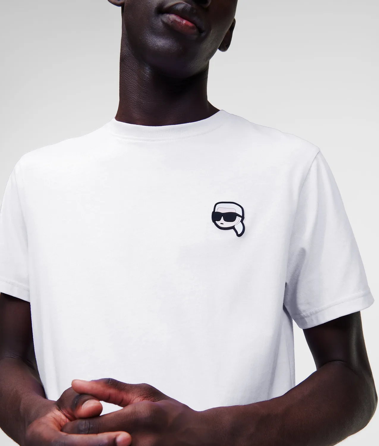 Karl Lagerfeld Ikon T-Shirt Baumwolle Patch schwarz