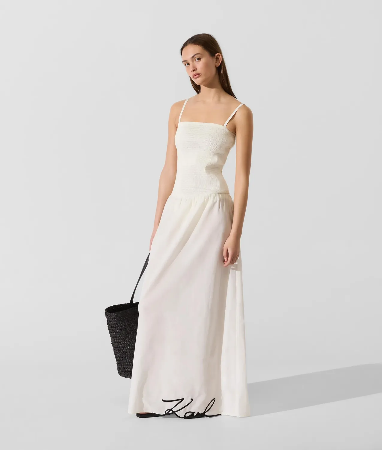 Karl Lagerfeld Signature Maxikleid Square-Neck Schwarz XS-XL