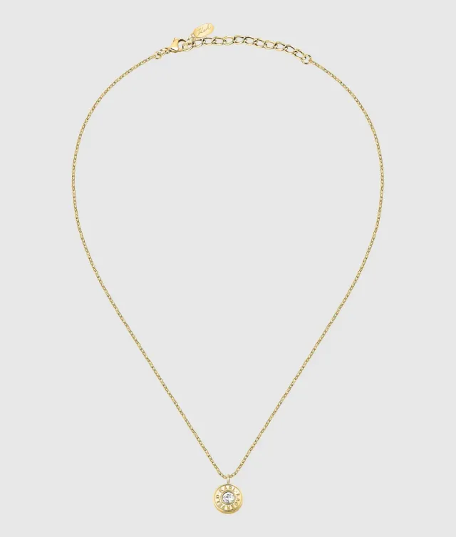 Karl Lagerfeld Kreis Logo Halskette Gold Kristall