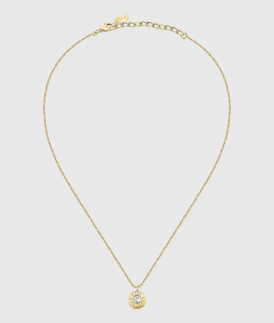 Karl Lagerfeld Kreis Logo Halskette Gold Kristall
