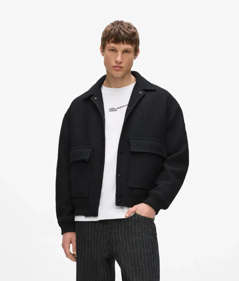 Karl Lagerfeld KL Jeans Wool-Blend Bomberjacke Wolle