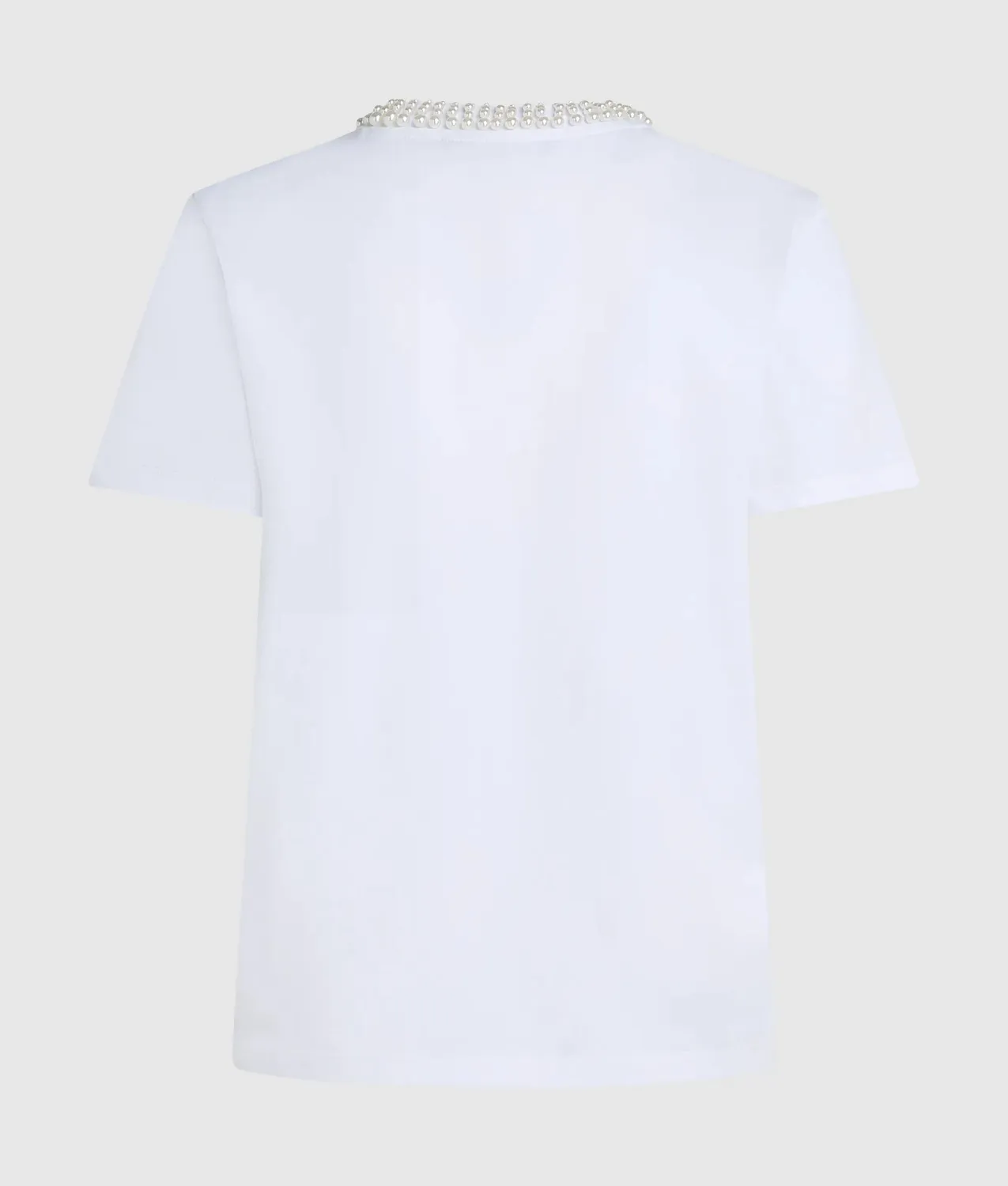 Karl Lagerfeld Faux-Perl T-Shirt Bio-Baumwolle weiß Damen