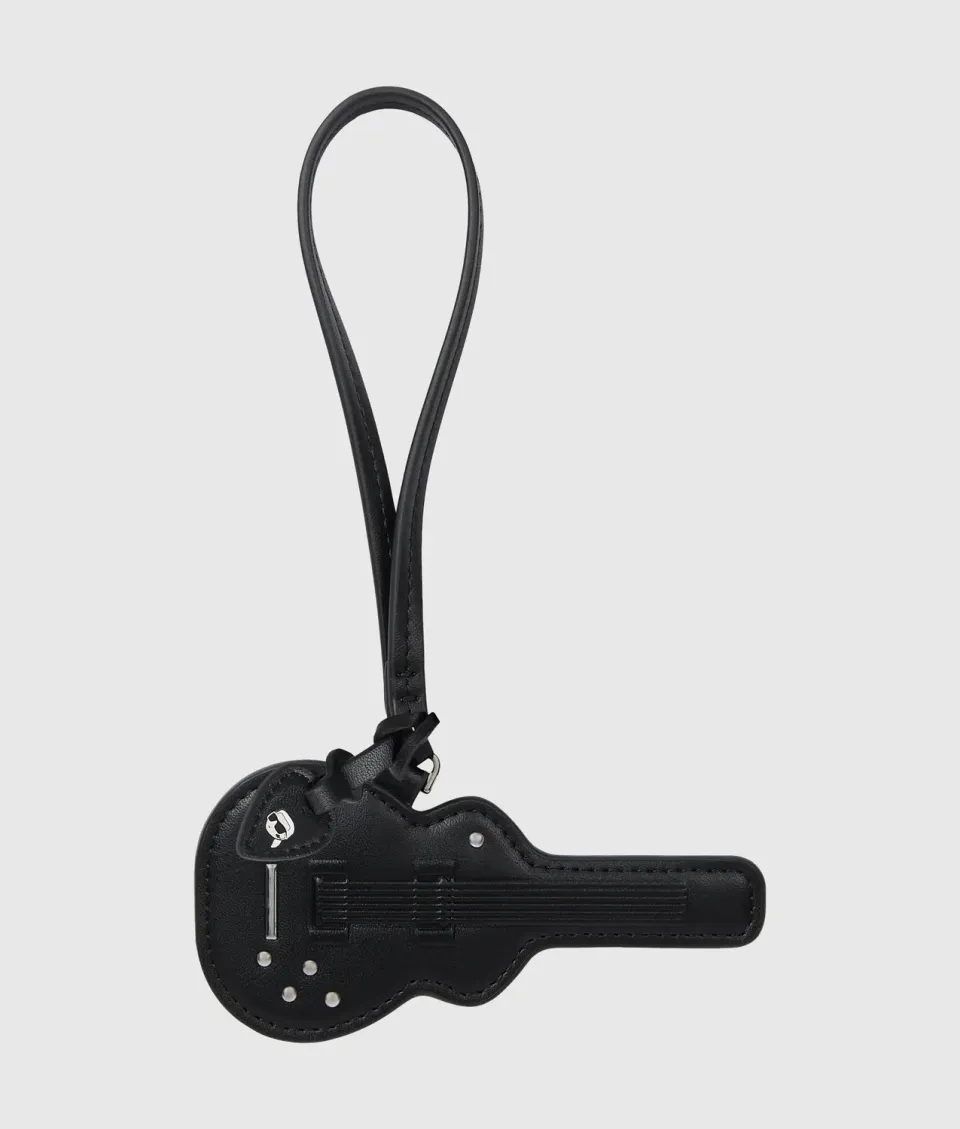 Karl Lagerfeld Ikon Guitar 3D Schlüsselanhänger Leder Schwarz