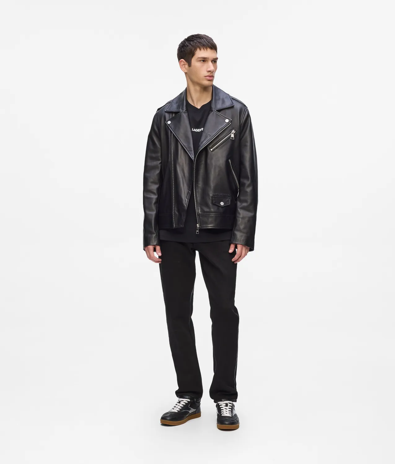 Karl Lagerfeld Essential Lederjacke asymmetrisch