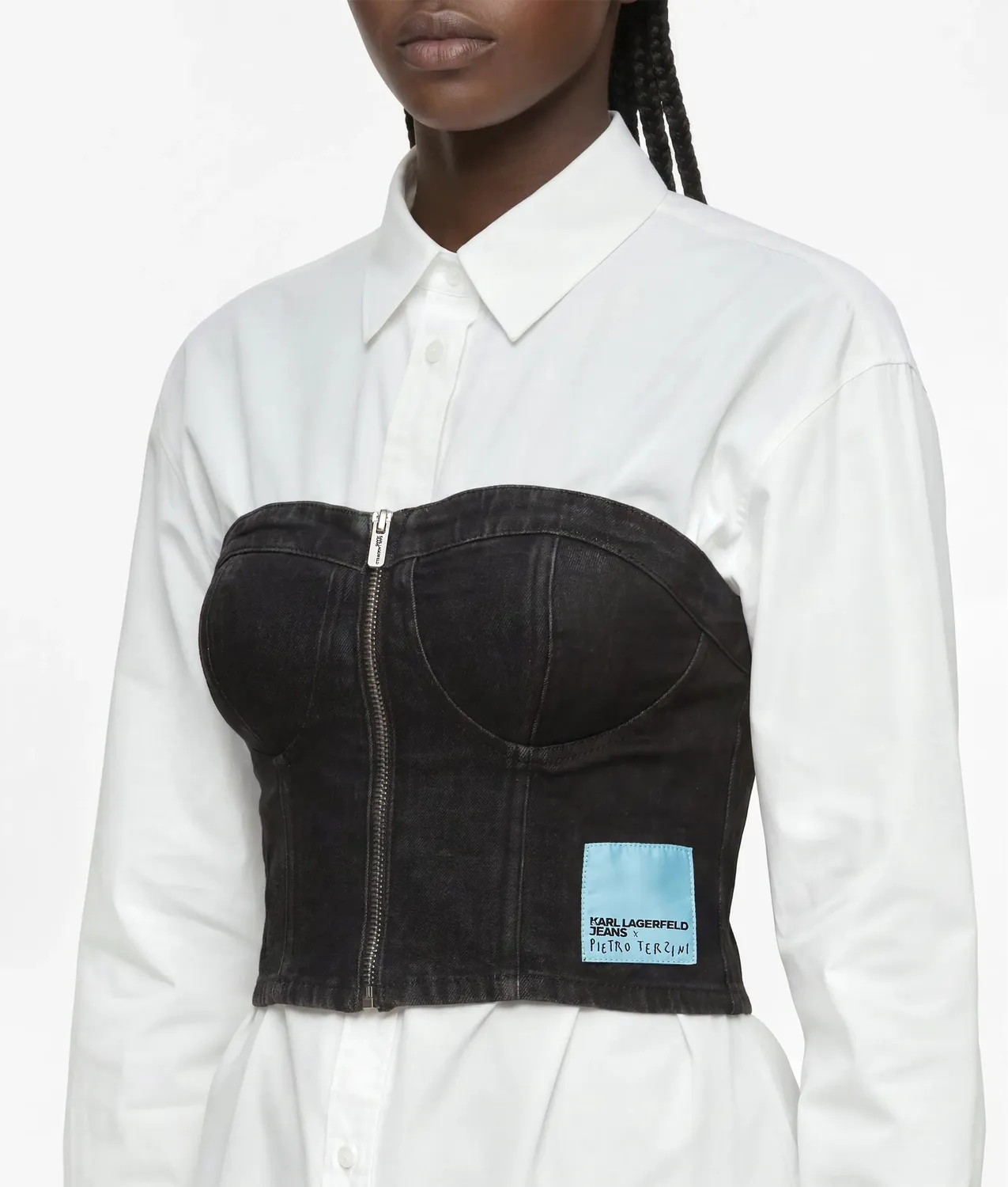 Karl Lagerfeld x Terzini Bandeau Top Denim Rückenprint