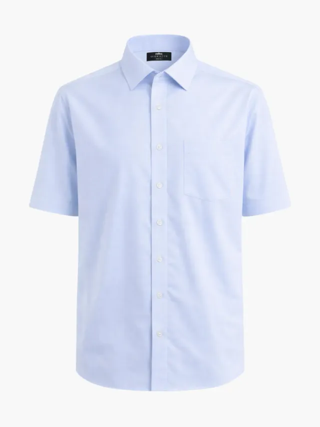 Gloriette Fein Oxford Kurzarmhemd Hellblau Fashion Fit Bügelfrei