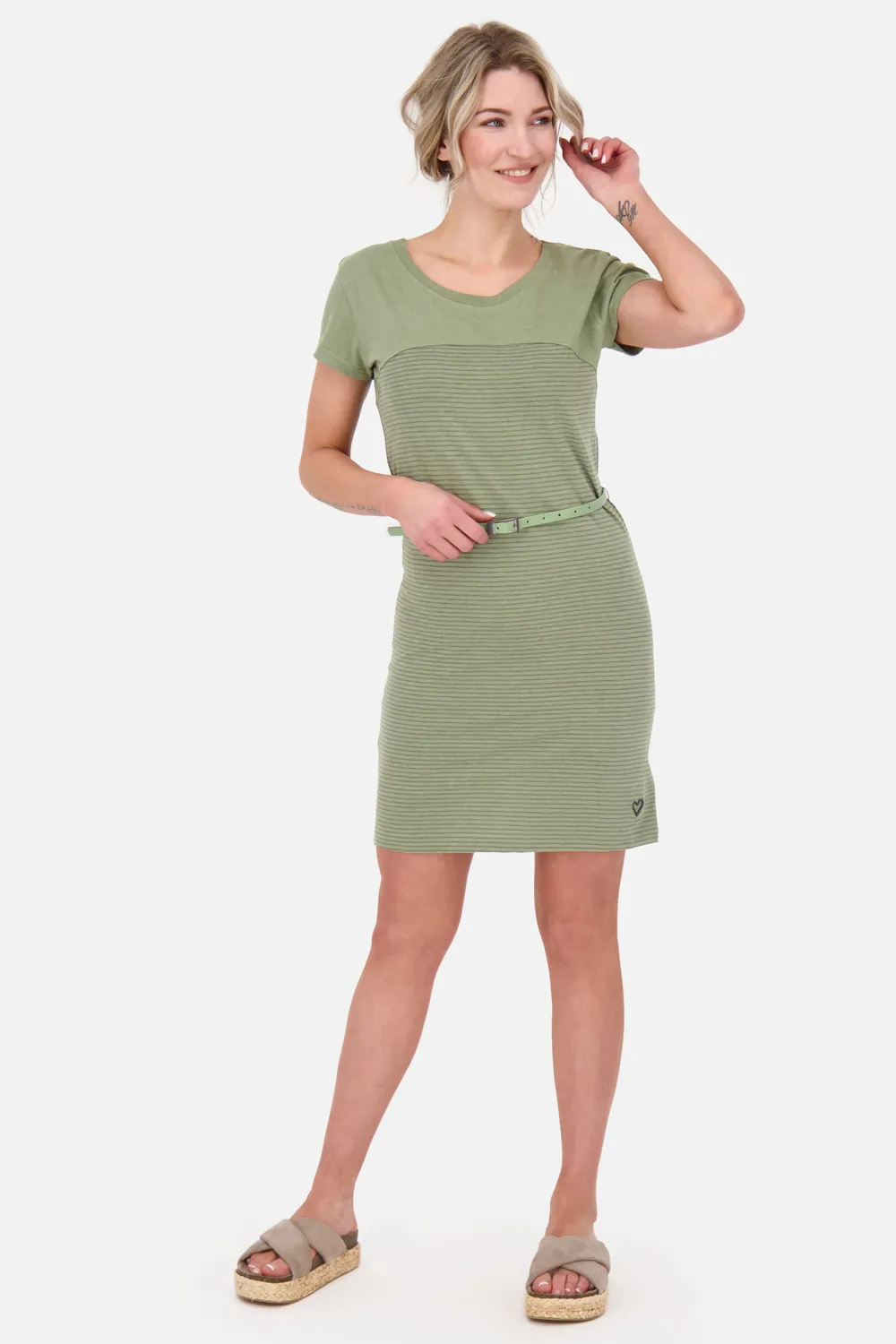 Alife & Kickin ClarinaAK Z Kleid Grün Gestreift