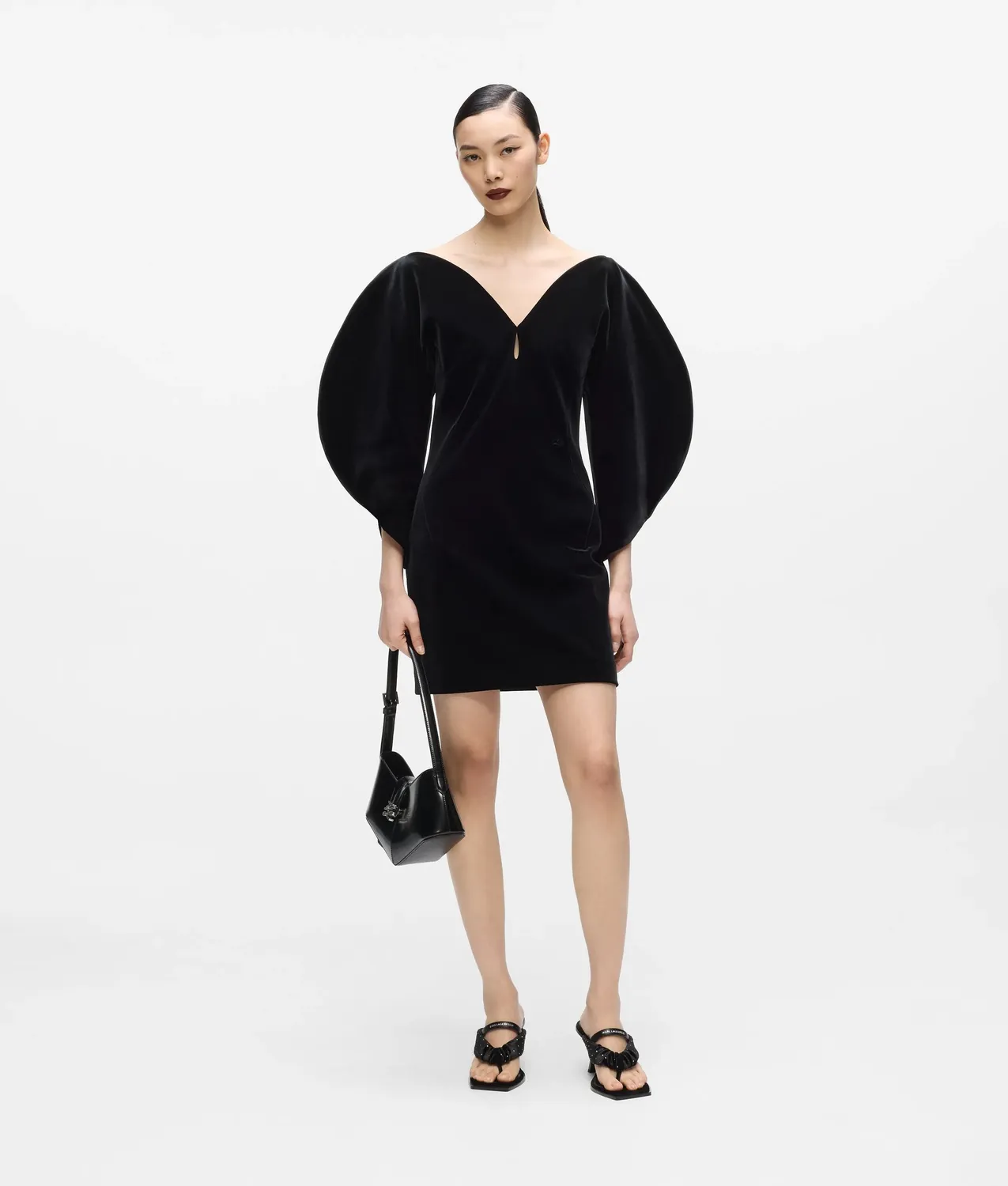 Karl Lagerfeld KL Studio Cocoon Kleid Samt Schwarz