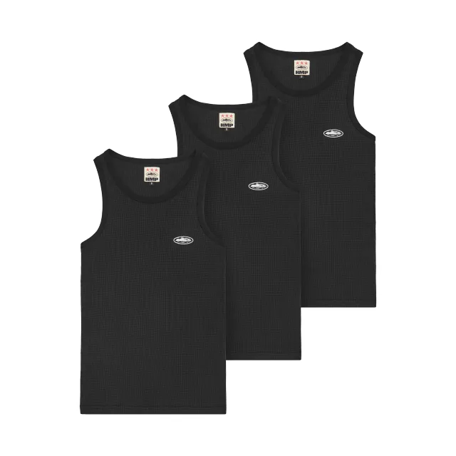 Corteiz HMP Classic Tank Top Schwarz 3er Pack Waffle