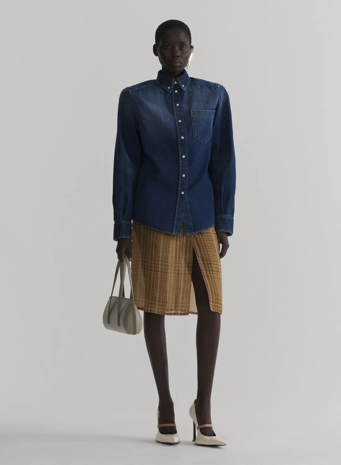 Mugler Power Shirt Jeanshemd Washed Denim Oversize