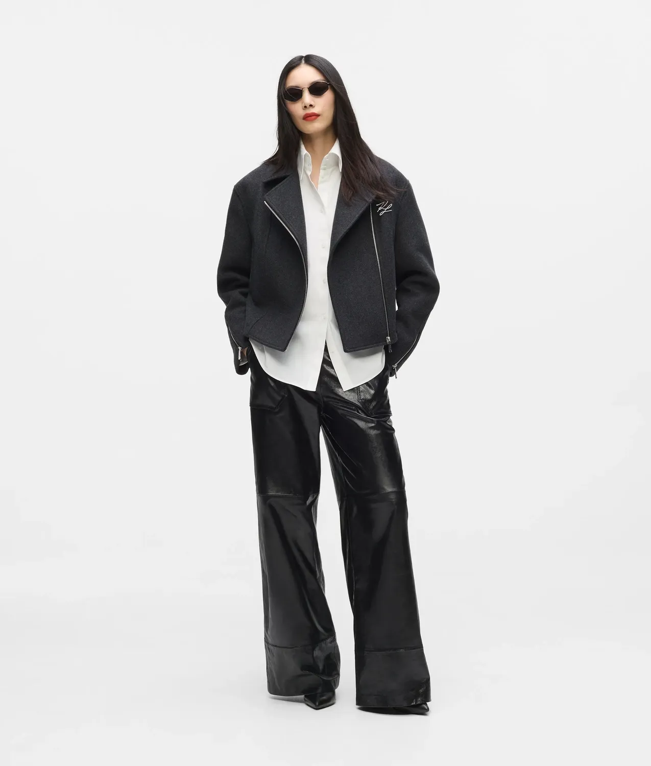 Karl Lagerfeld Bikerjacke Wollmix Damen Reiverschlüssen