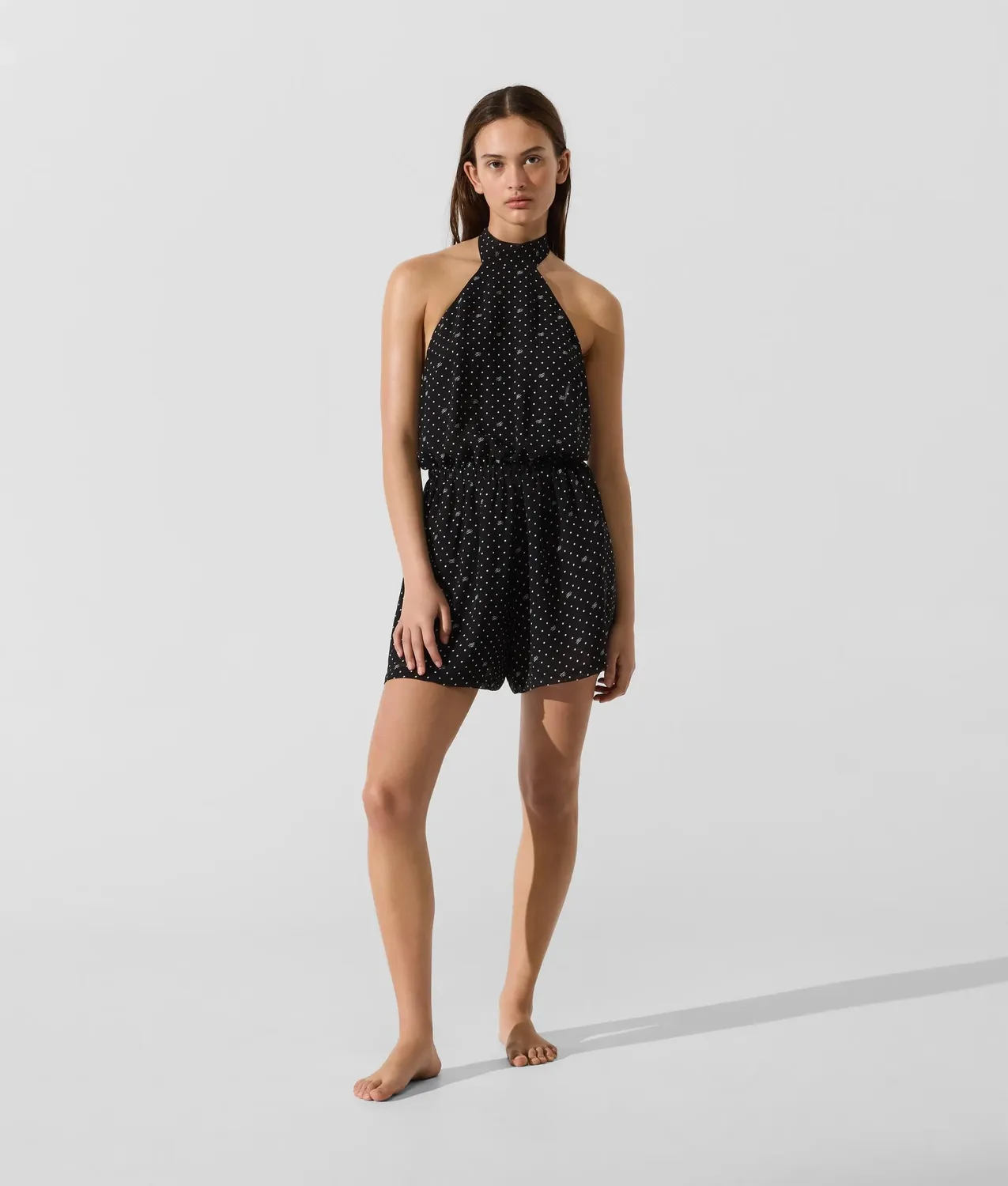 Karl Lagerfeld Polka Dot Playsuit Damen Neckholder Strand kurz
