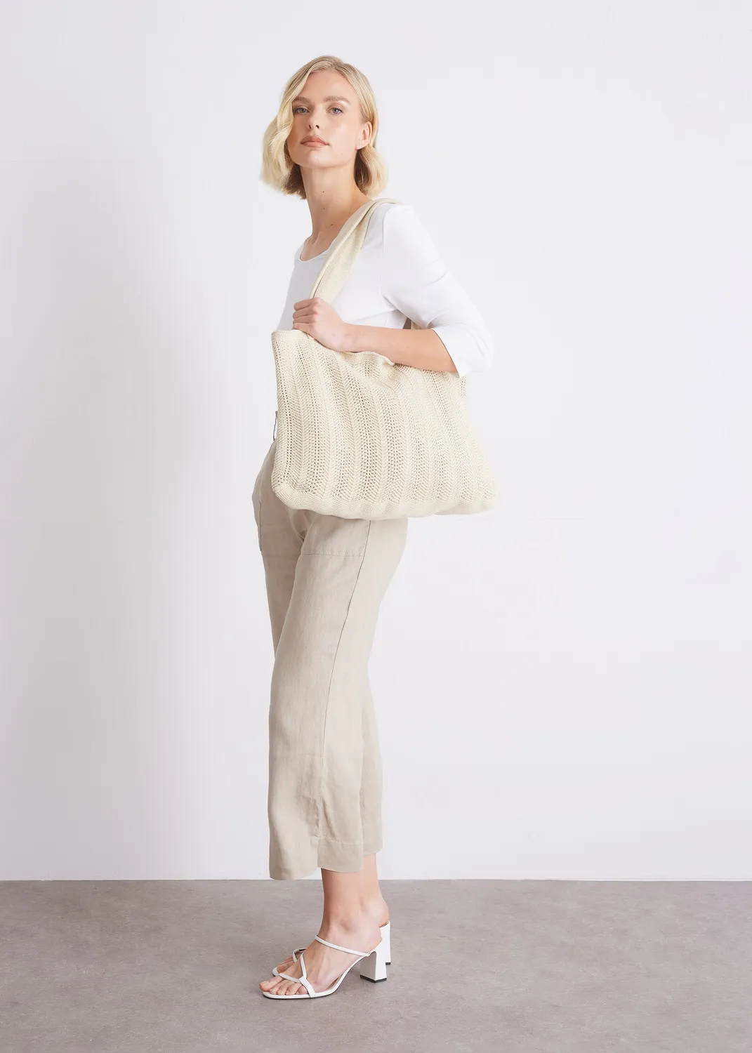 Senatex Stricktasche GOTS Baumwolle Tasche Beige Onesize