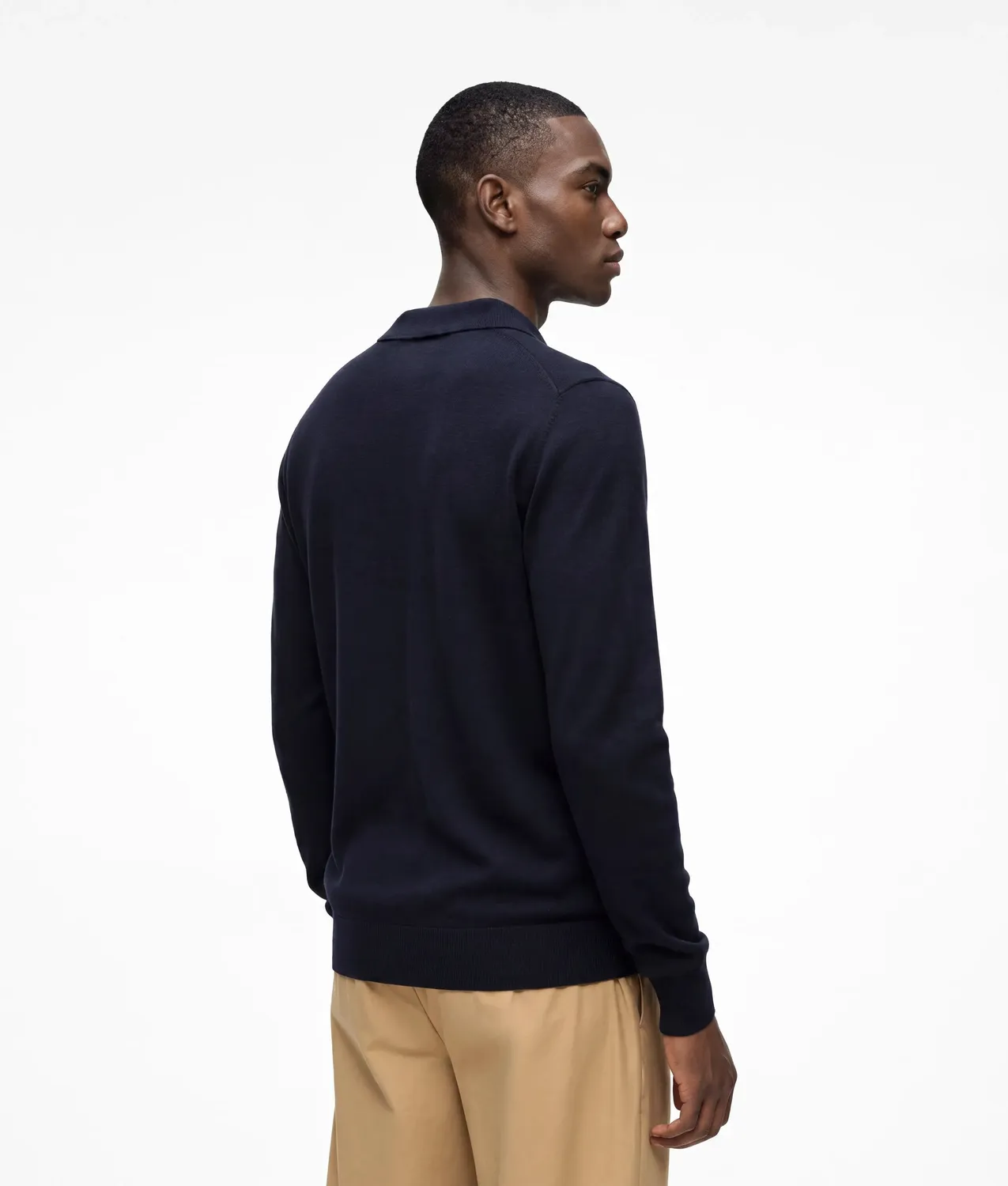 Karl Lagerfeld Wool Poloshirt Langarm reine Wolle