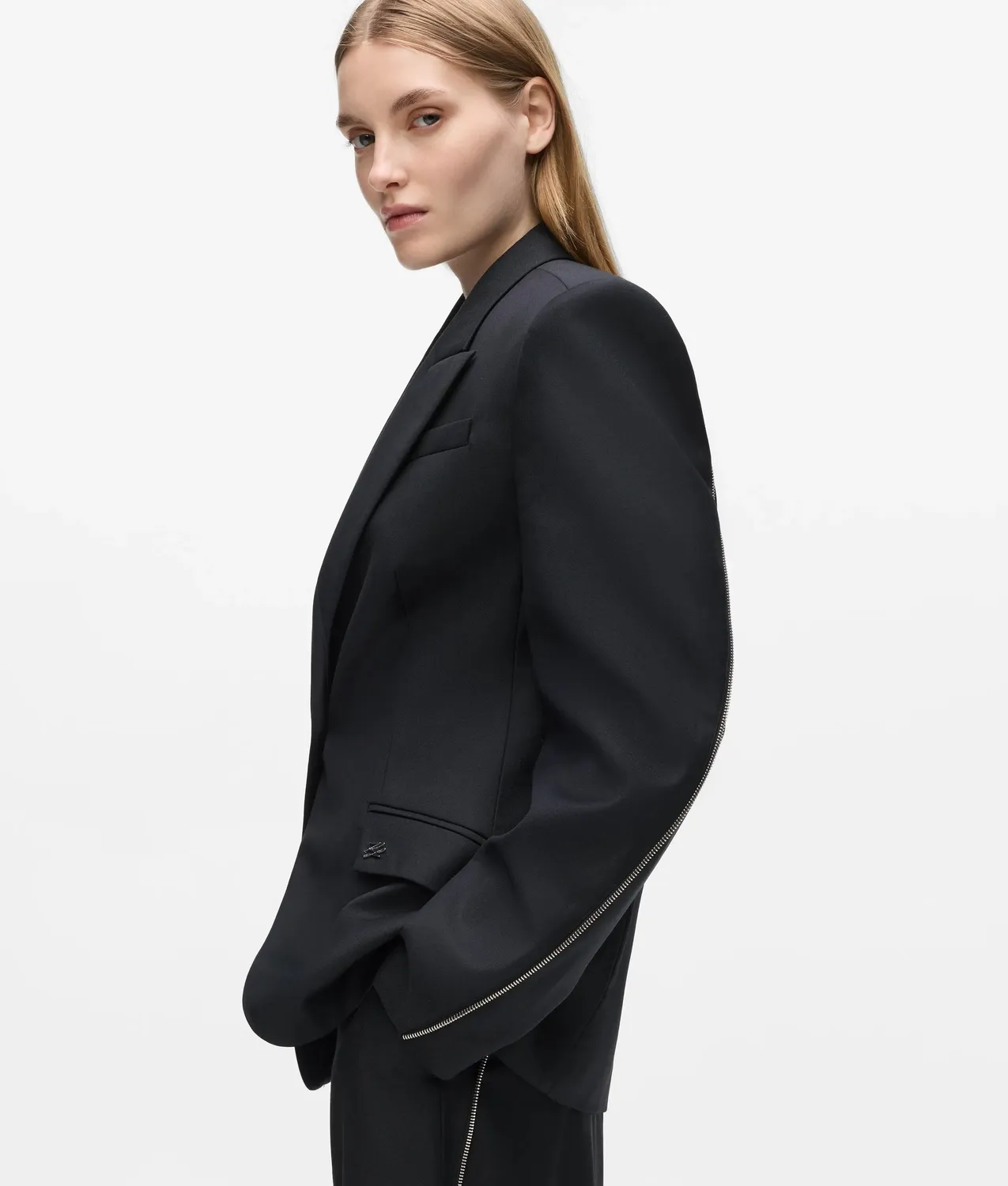 Karl Lagerfeld Zip Detail Blazer Wollmix tailliert