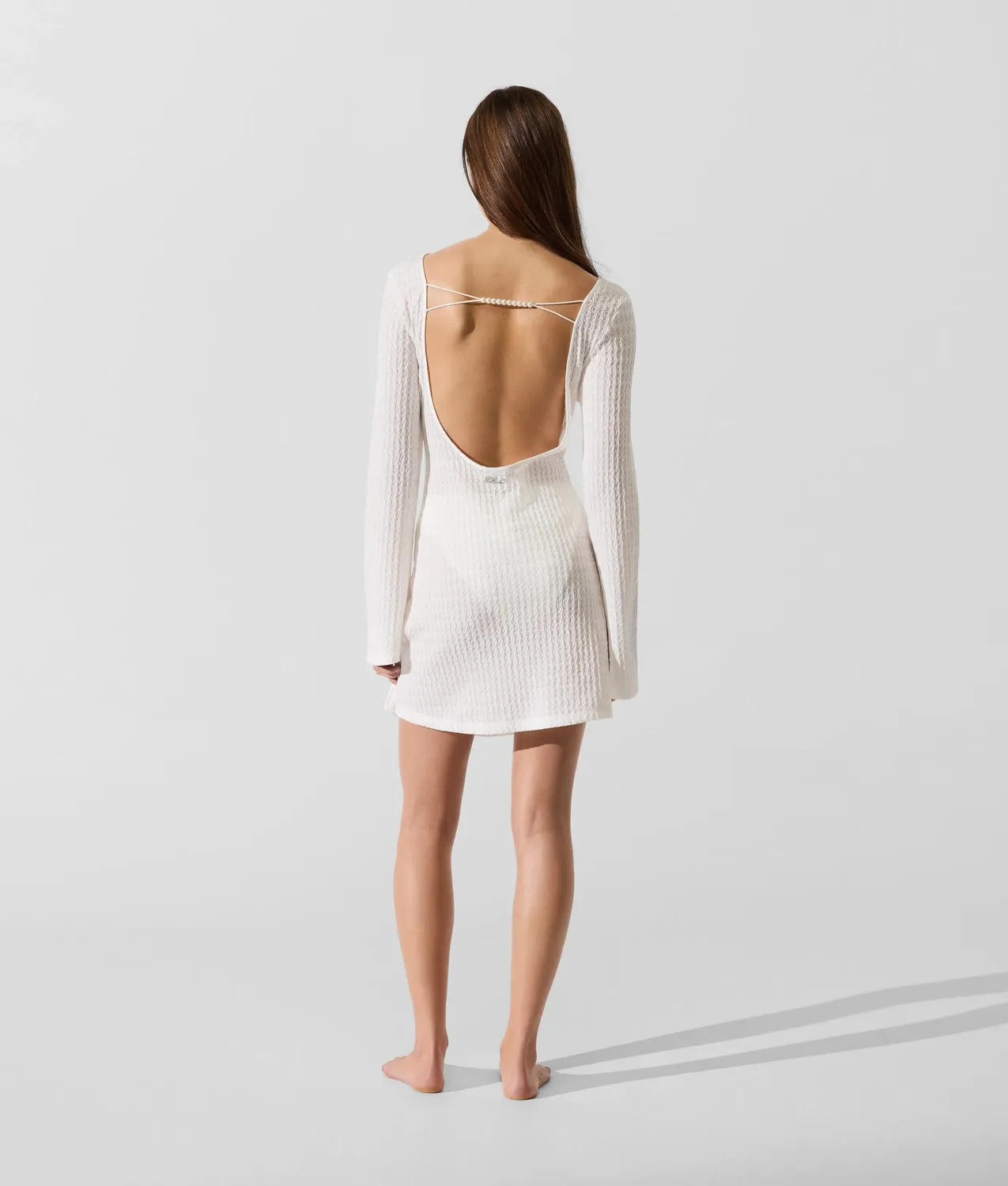 Karl Lagerfeld Textured Mini Strandkleid Perle XS-XL