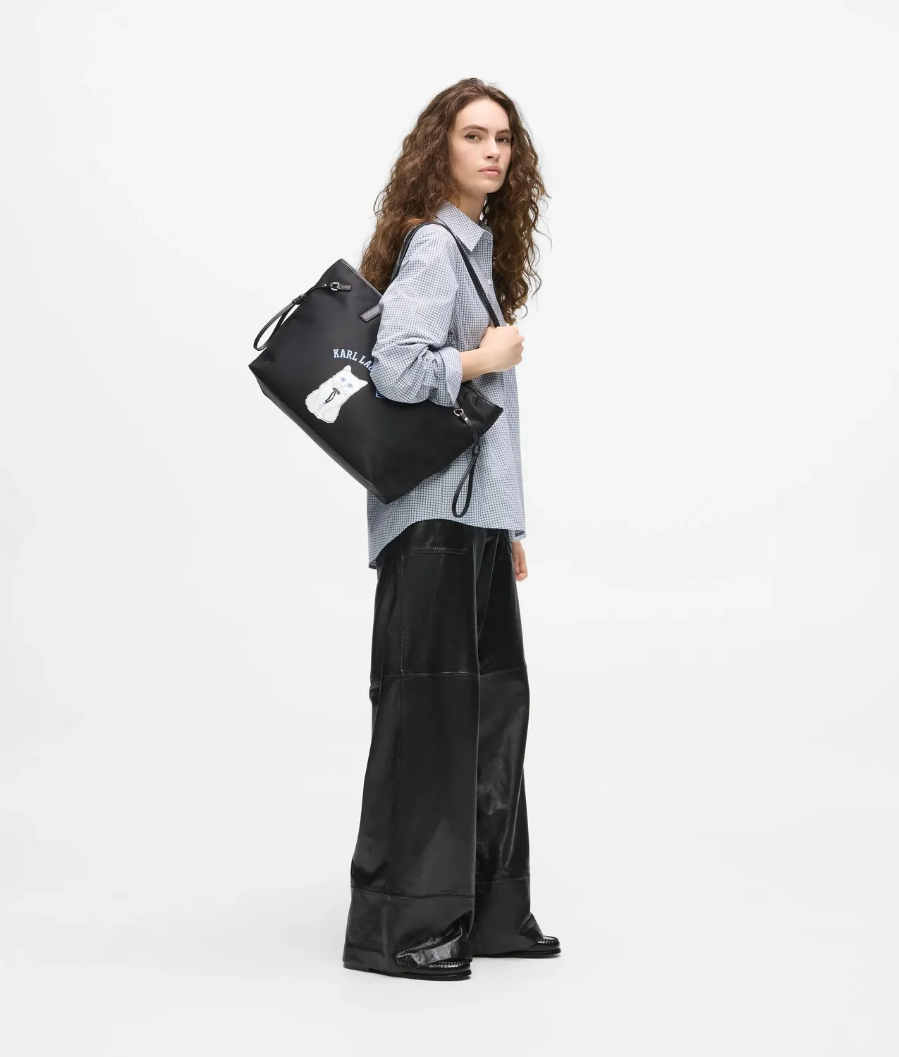 Karl Lagerfeld Ikon Choupette Tote Shopper Schwarz Nylon geräumig