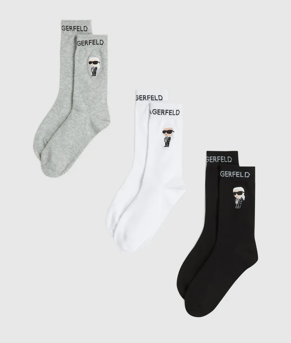 Karl Lagerfeld Ikon Socken 3er-Pack Logo mittellang