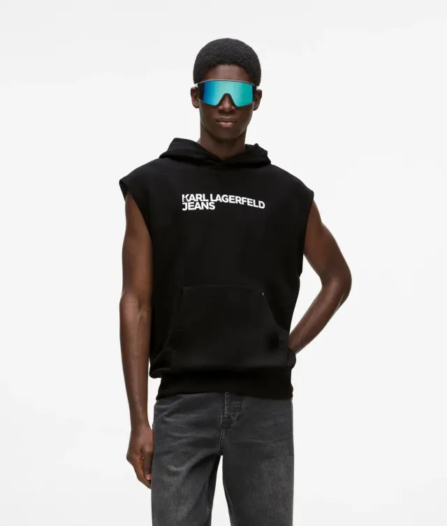 Karl Lagerfeld KL Jeans Logo Hoodie ärmellos Bio-Baumwolle