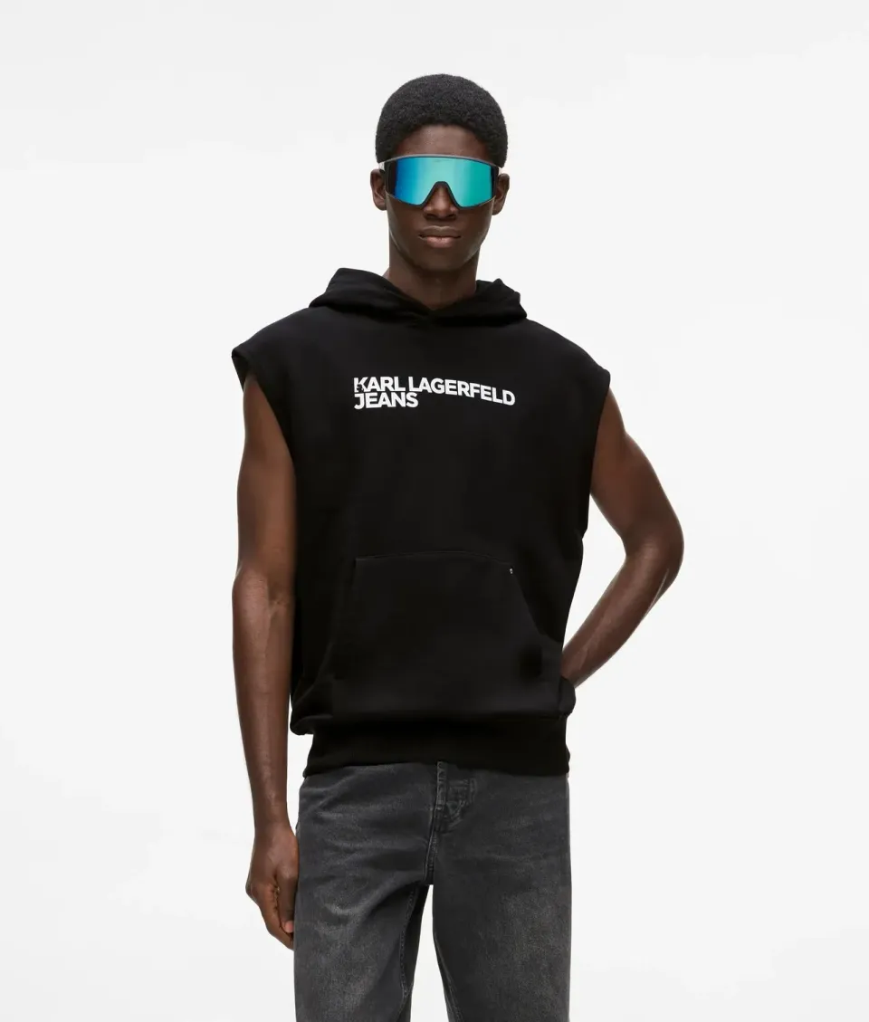 Karl Lagerfeld KL Jeans Logo Hoodie ärmellos Bio-Baumwolle
