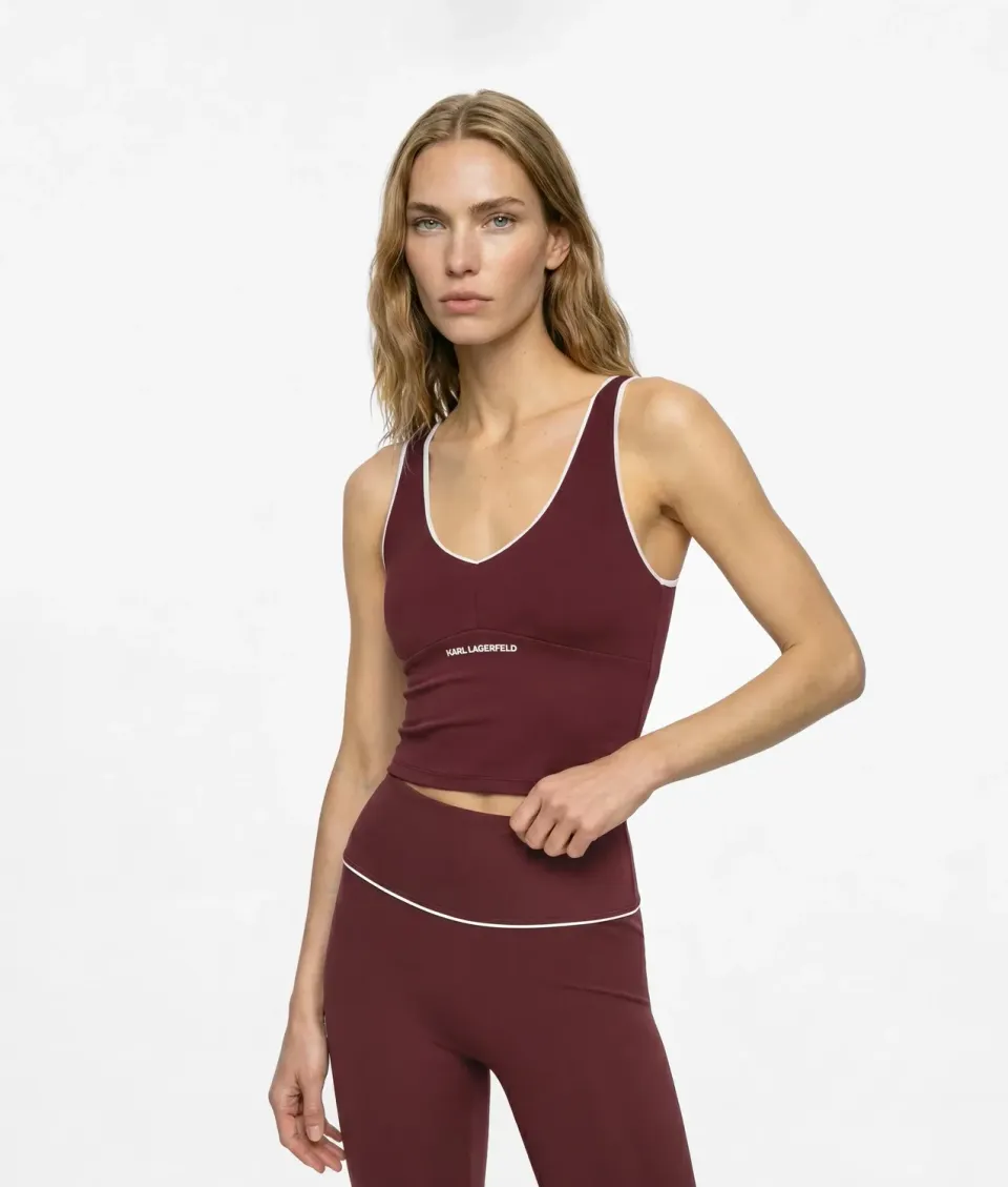 Karl Lagerfeld Piping Tank Top V-Ausschnitt Athleisure