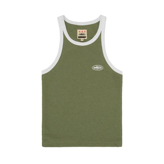 Corteiz Classic Tank Top Olive/White Waffle