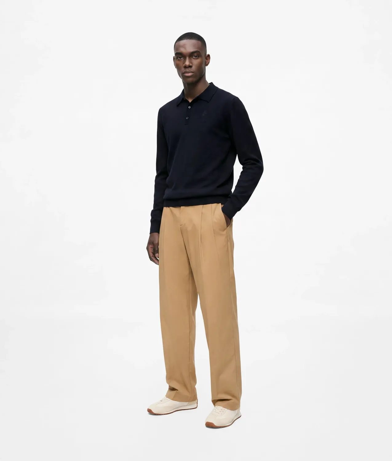 Karl Lagerfeld Wool Poloshirt Langarm reine Wolle